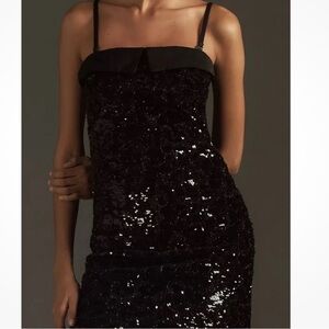 NWT Anthropologie Le Superbe Nominee Tux Mini Dress 4 Black Sequin Cocktail